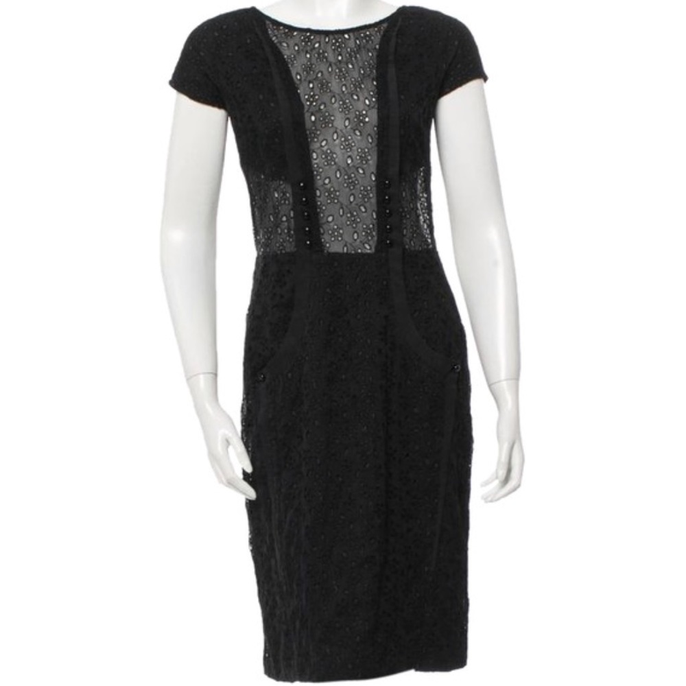 Mayle Black Lace Eyelet Silk Dress